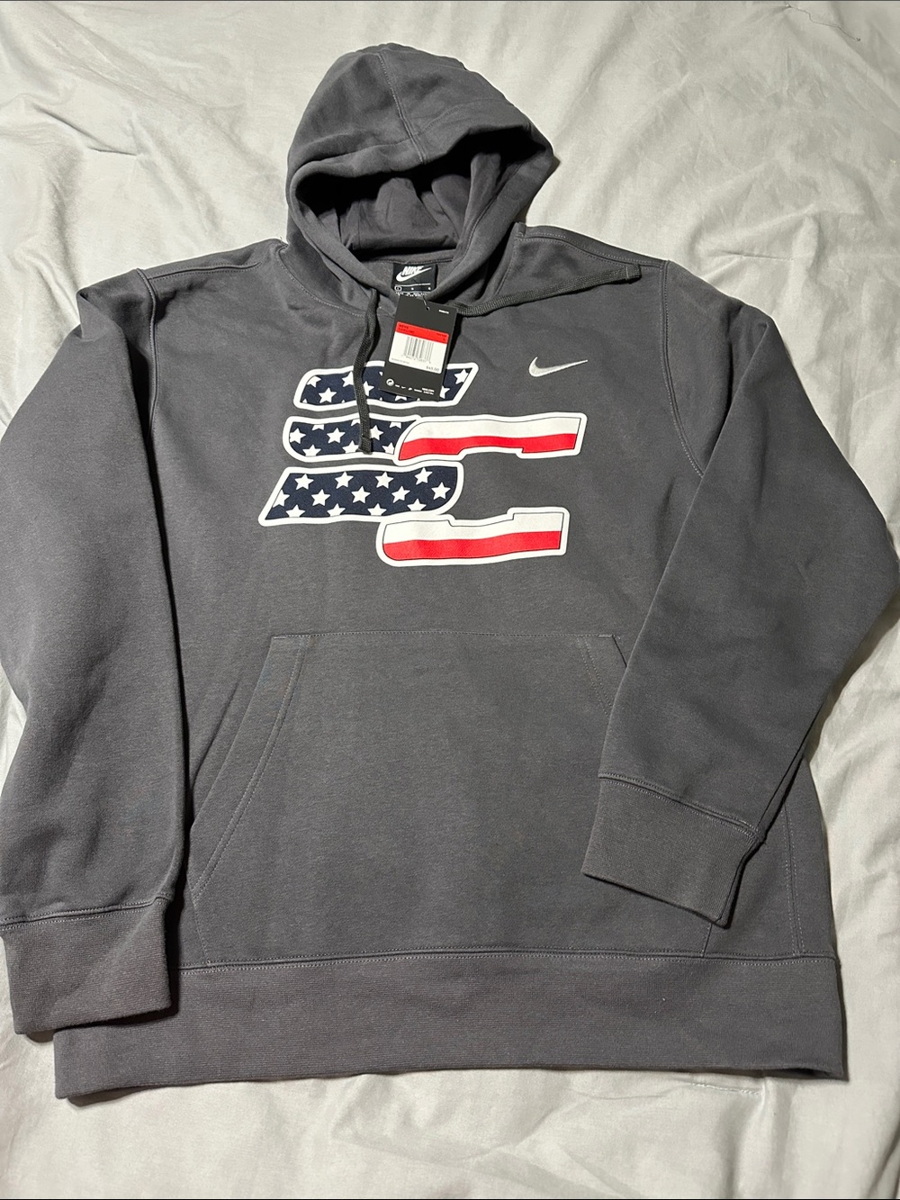 Nike Men’s Dark Gray Hoodie with American Flag Graphic